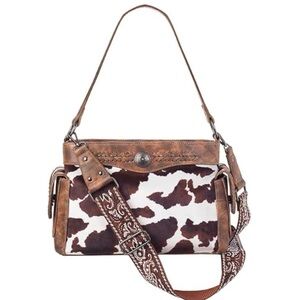 Nacona Western Handbag Conceal Carry Cowhide Leather Brown Embroidered Strap NEW